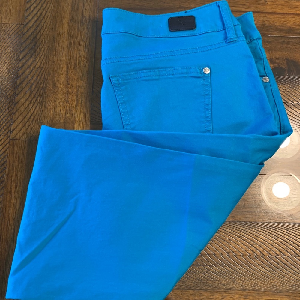 Blue colored jeans barely warn